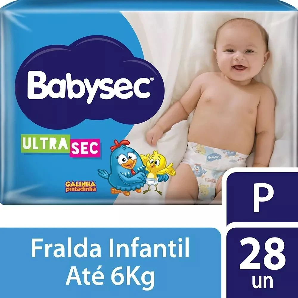 Fralda Babysec Galinha Pintadinha Ultrasec P 28 unidades