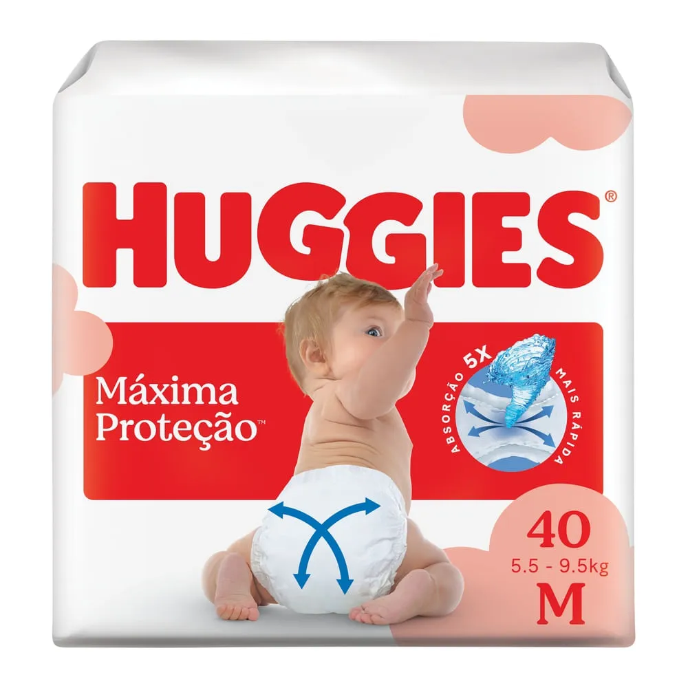 Huggies Fralda Descartável Máxima Proteção M 40 Unidades
