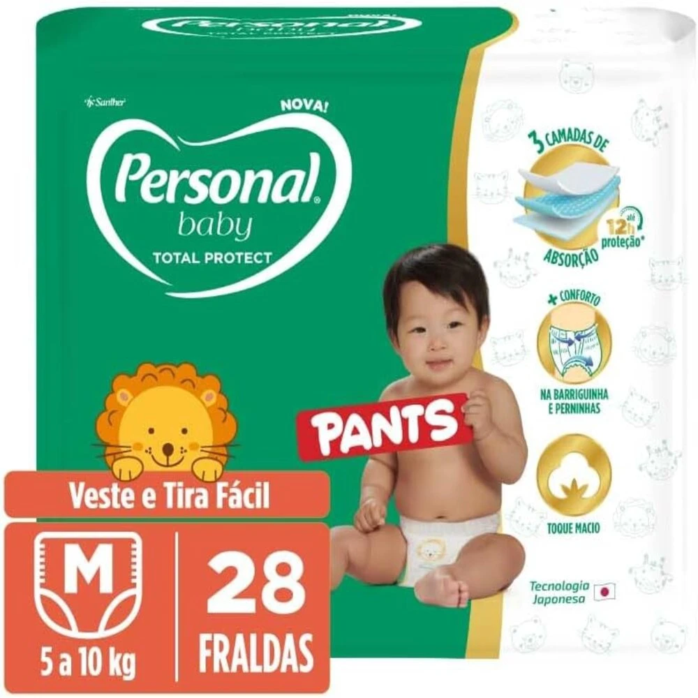 Fralda Descartável Personal Pants Baby Total Protect M 28 Unidades