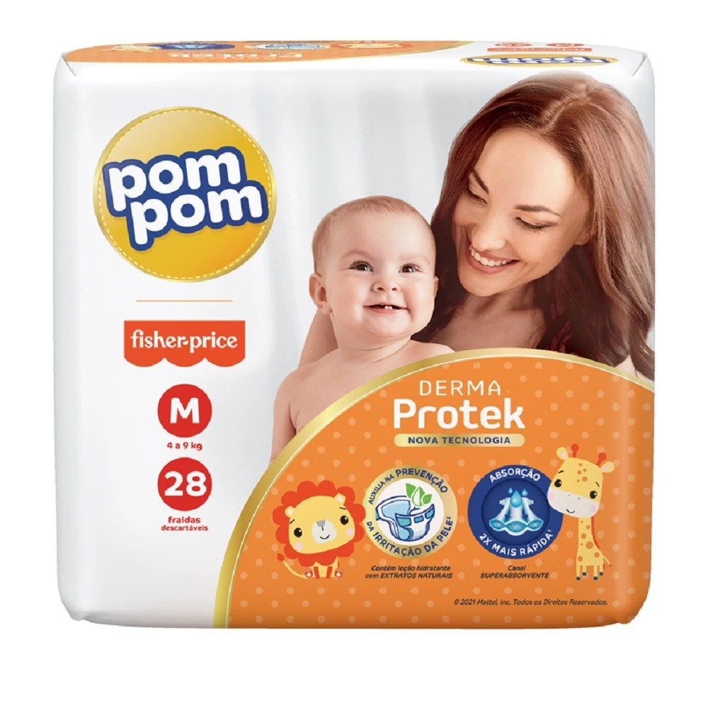 Fralda Descartavel Pompom Derma Protek Jumbo M C/28