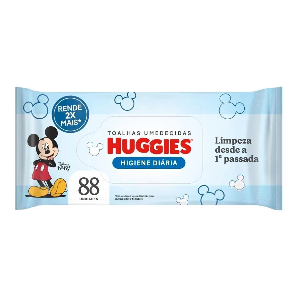 Lenços Umedecidos Huggies Higiene Diária Rendem 2x Mais 88 Unidades