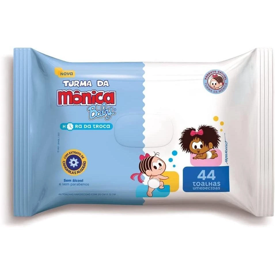 Toalhas Umedecida Turma Da Mônica Baby Hora Da Troca C/44 Un