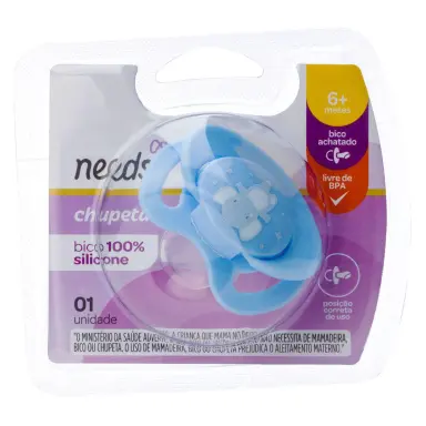 Chupeta Needs Silicone Azul Claro Tamanho 2 - 1 unidade