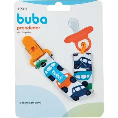 Prendedor de Chupeta Buba Baby Carrinhos com 1 unidade