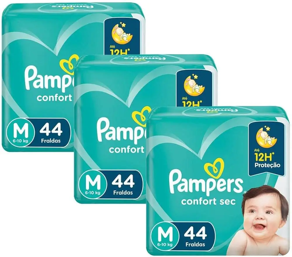 KIT FRALDA PAMPERS CONFORT SEC M COM 132 TIRAS